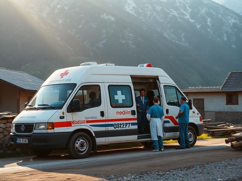 Mobile medical clinic van serving a remote mountain village